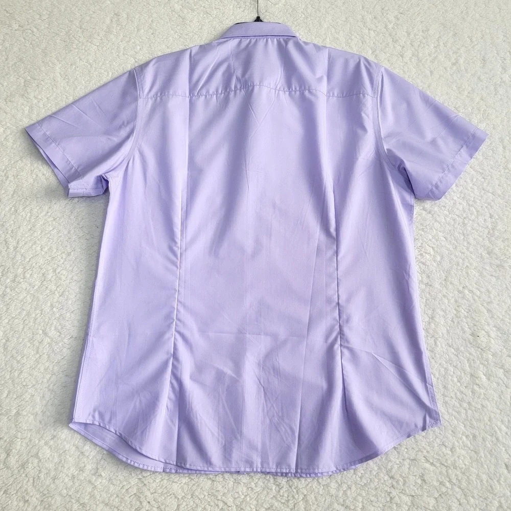 COOFANDY Button Down Shirt Mens Medium Purple Short Sleeve Solid Casual Top NWT - Picture 2 of 7